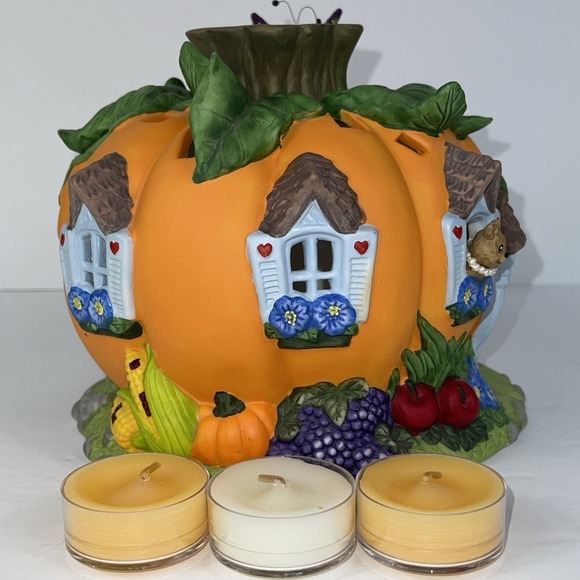 PartyLite Harvest Pumpkin Tea Light House Box P7316 Halloween Decor with candles - Picture 2 of 16